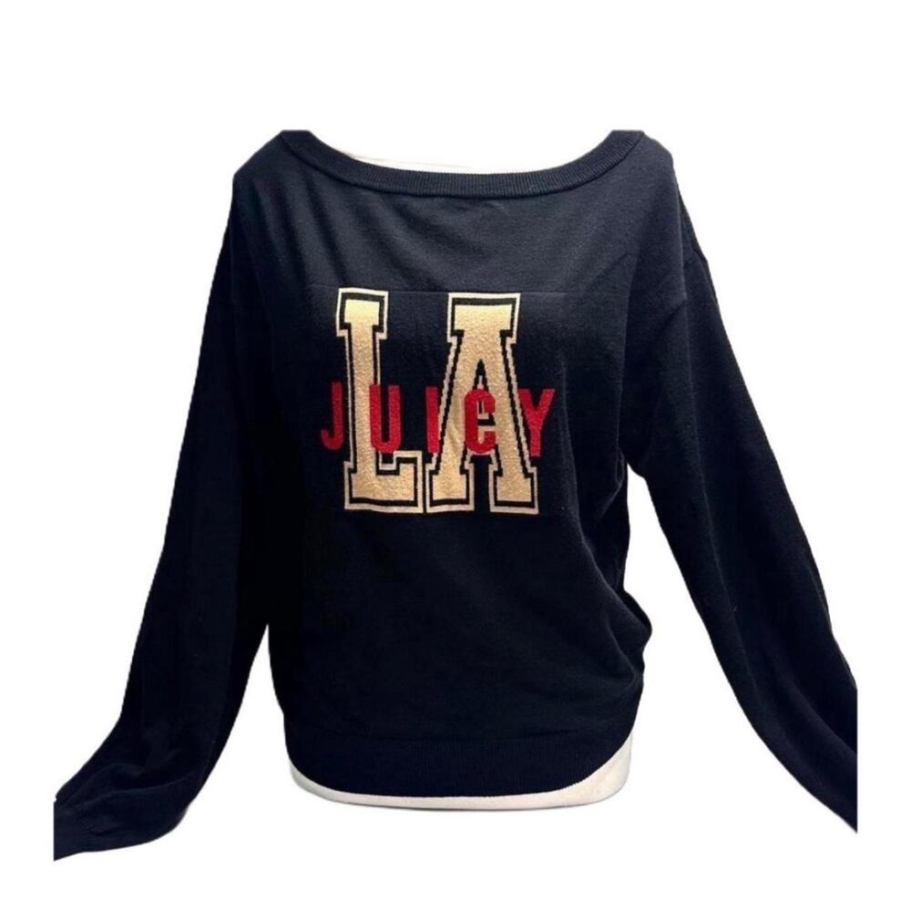 Y2K Juicy Couture LA Crewneck Soft Black Sweatshirt Size M